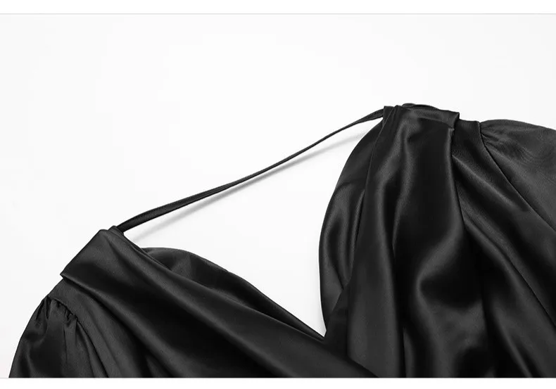 

New Women's Satin Soft Dress Sexy V-neck 2019 Designer Ruffles Irregular Pleated Ladies Party Dresses High Quality Mini Vestidos