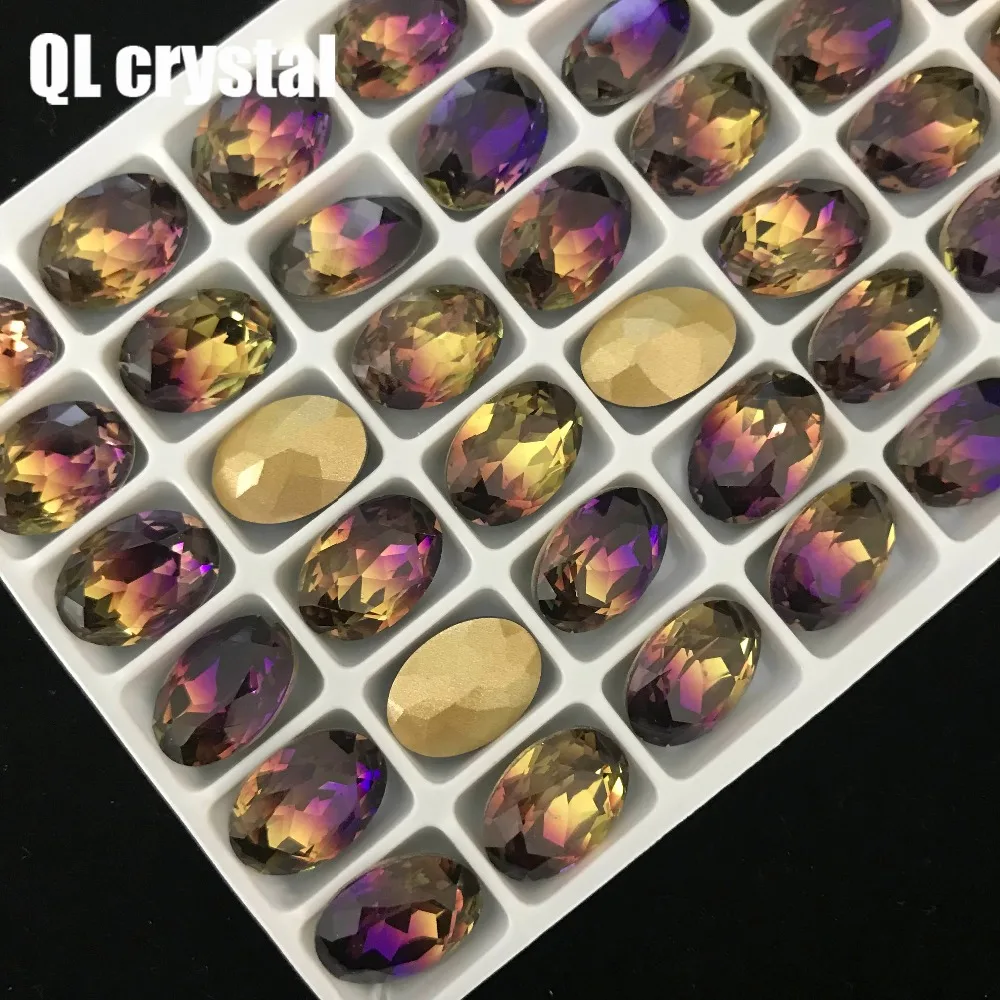 10x14mm Oval Tourmaline Glass Crystal Pointback Fancy Stone for DIY garment bags shoes Jewelry accessory | Дом и сад
