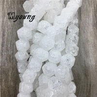 faceted clear white quartz druzy nugget beads natural crackled rock crystal quartz gem stone necklace findings my1734