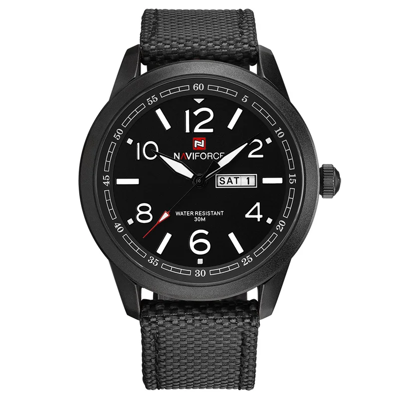 black white Новые часы NAVIFORCE, модные мужские часы, Топ бренд, Роскошные мужские часы с нейлоновым ремешком, наручные часы, мужские Кварцевые спортивные часы, relogio masculino - Цвет: black white