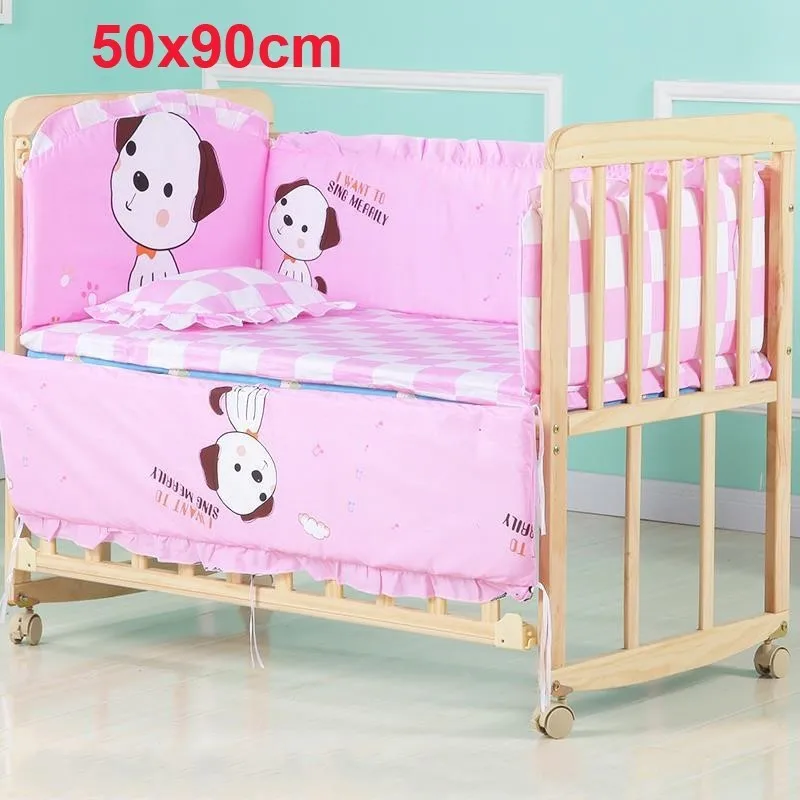 H 50x90cm 5 шт., Комплект постельного белья для новорожденных, милый мультяшный бампер для кроватки, хлопок, удобная детская кровать, протектор, моющийся Комплект постельного белья s - Цвет: H 50x90cm