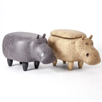 hippo shaped animal ottoman storage footrest stool upholstered padded seat hippo stool pouf adorable bench as kids gifttoy box