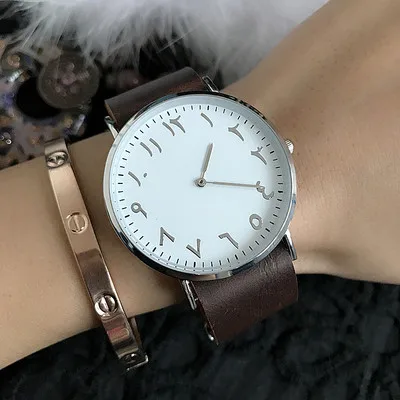 New Women Watch Men Fashion Arabic Numbers Design Quartz Luxury Leather Band Wristwatch Couple Clock Relogio Feminino LZ2235 | Наручные
