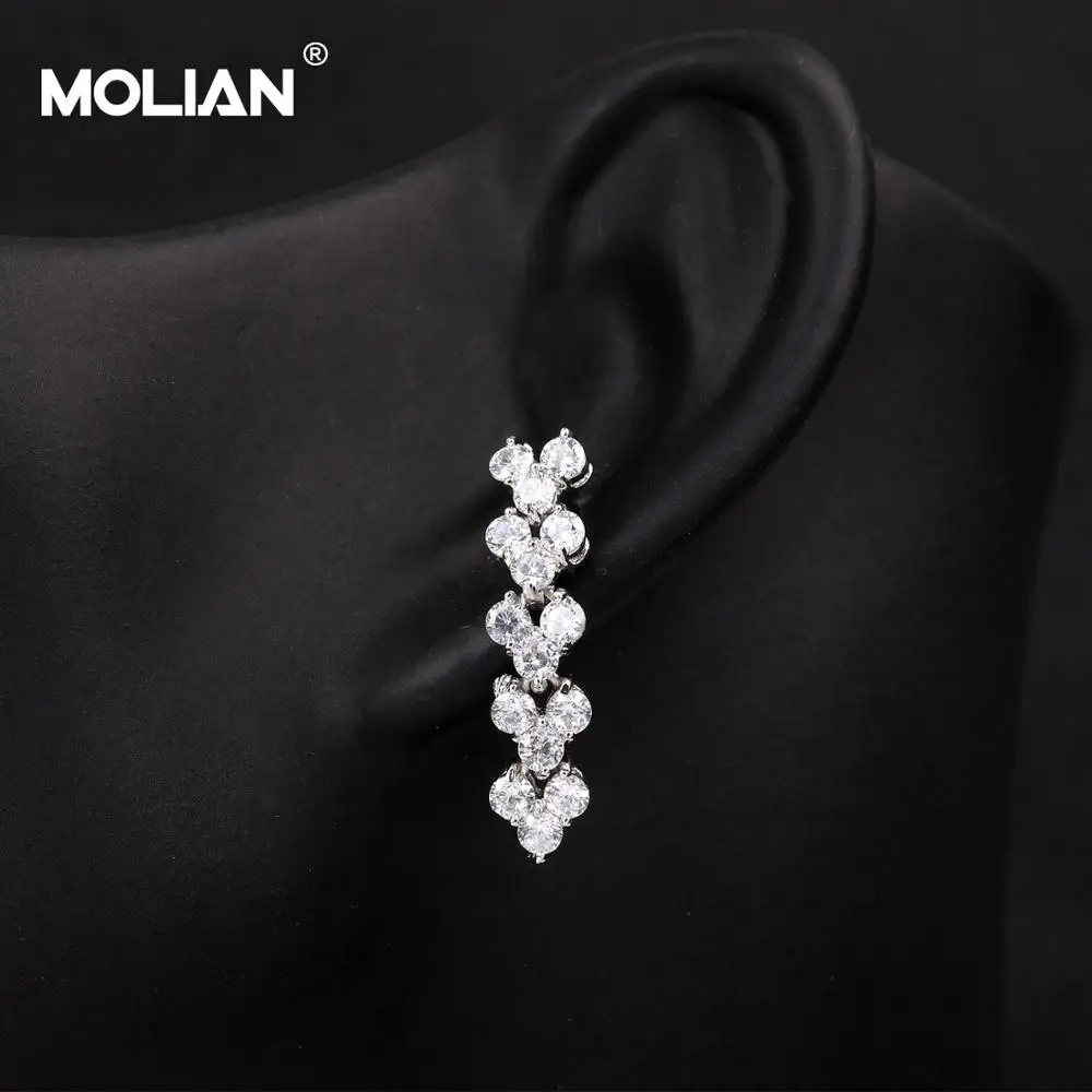 MOLIAN Leaf P Кубический Цирконий Серебро Медь золото великолепные Простые Ювелирные изделия Длинные Винтажные висячие серьги для женщин Свадебные серьги