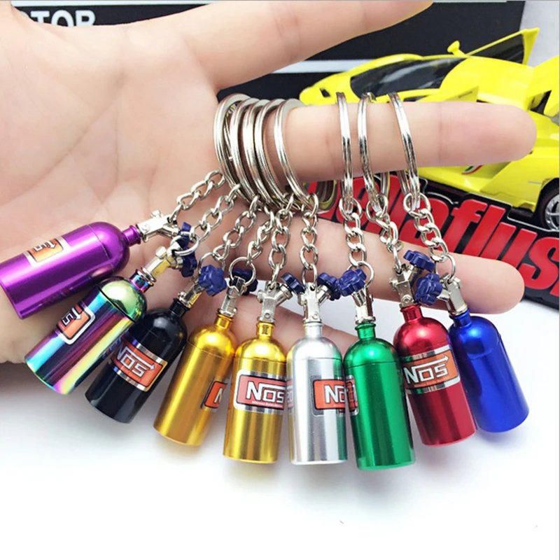 NOS Turbo Keychain Creative New Mini Nitrous Oxide Bottle Keyring Key Chain Ring Keyfob Stash Pill Box Storage | Украшения и