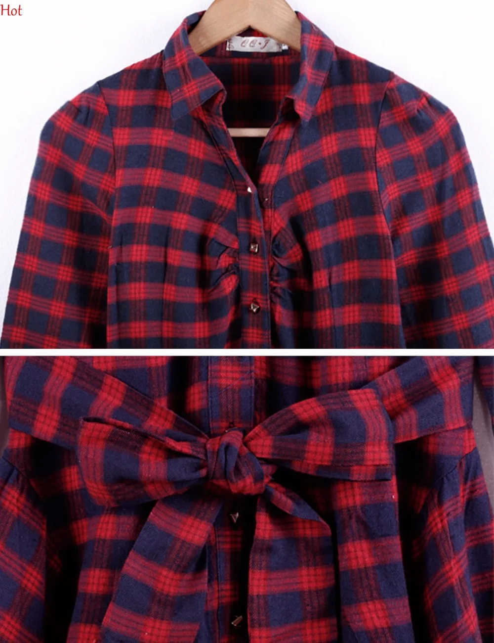 Новое весенне-осеннее платье женское клетчатое Хлопковое трапециевидной формы с