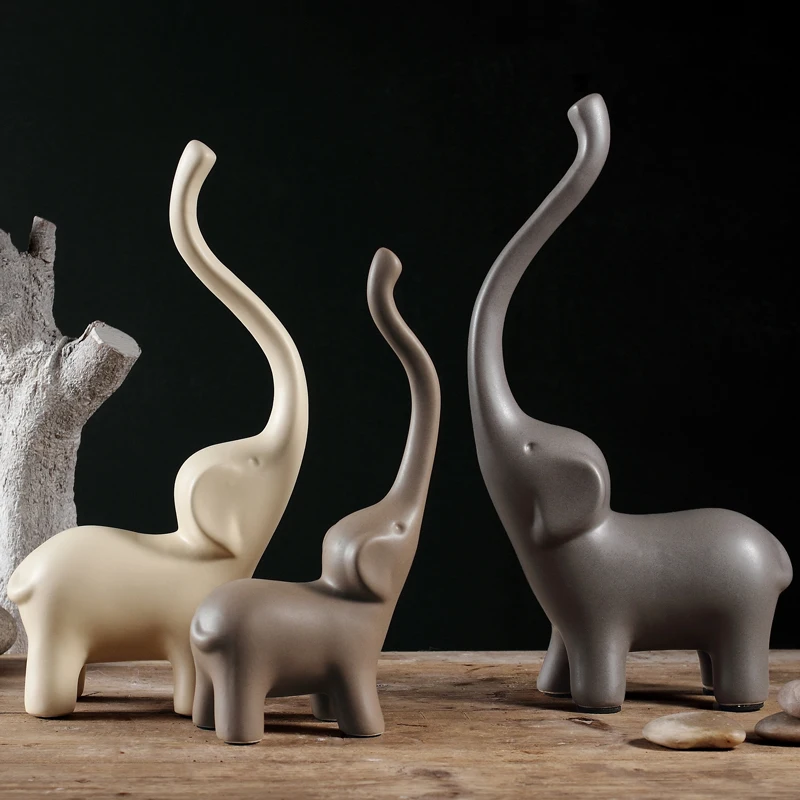 Минималистский керамические длинные нос слон статуя home decor ремесел украшения