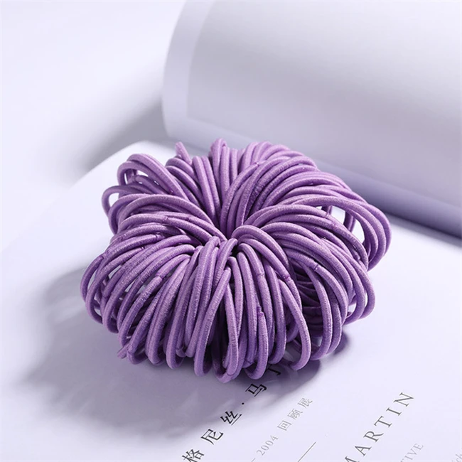 New 100PCS/Lot Candy Colors Elastic Hair Bands Ponytail Holder 3CM Nylon Children Thin Rubber Bands Rope Hair Accessories