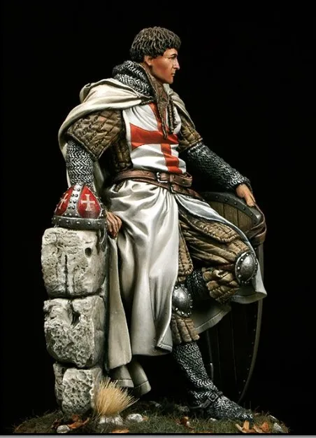 1/24 масштаб 75 мм The Crusaders Warrior неокрашенные миниатюры из смолы набор моделей