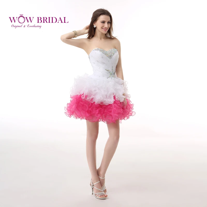 Wowbridal Белые и розовые короткие платья для встречи выпускников новинка 2021 милые
