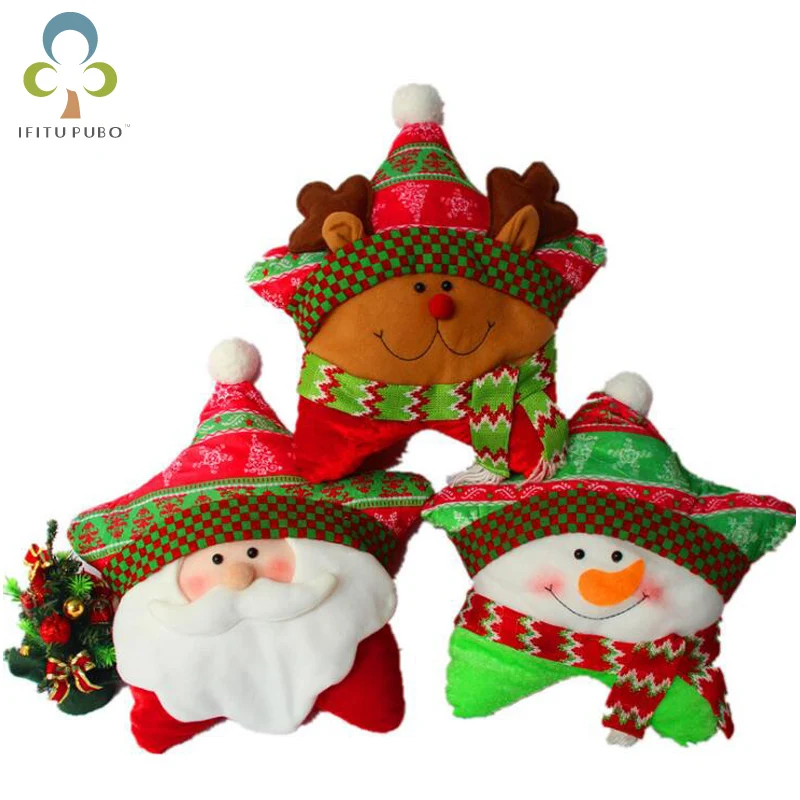 Рождественская звезда форма Xmas Санта Снеговик Подушка с лосем декоративная