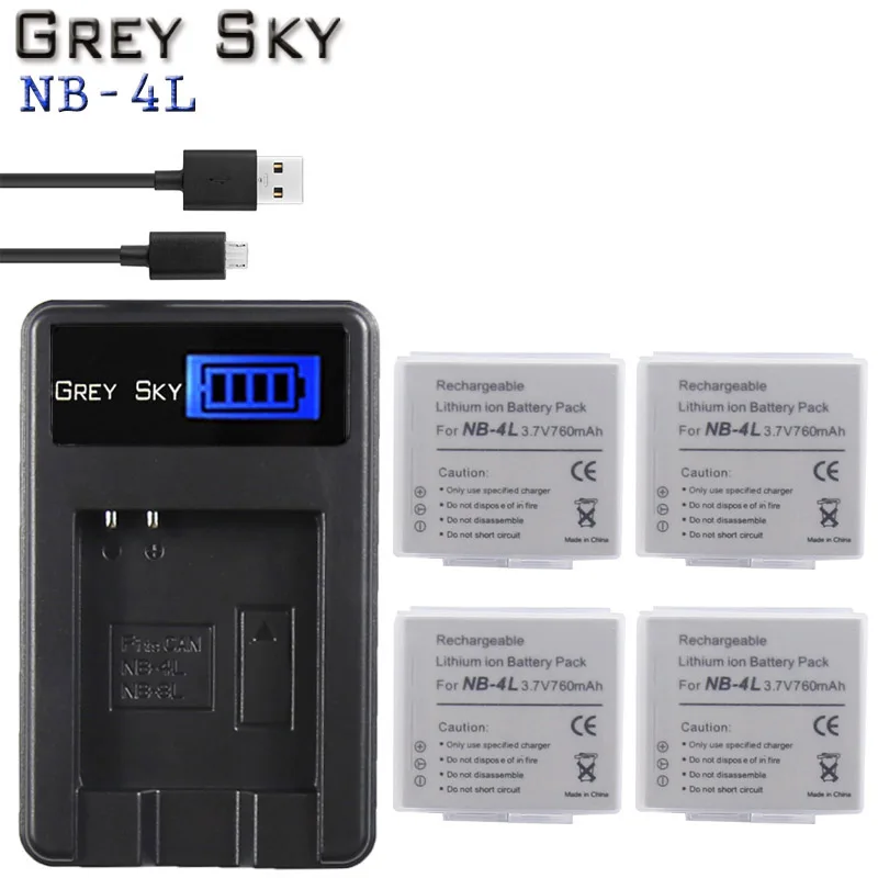 NB-4L NB 4L NB4L литий-ионных батарей+ ЖК-дисплей USB Зарядное устройство для Цифрового Фотоаппарата Canon IXUS 60 65 80 75 100 I20 110 115 120 130 117 220 225