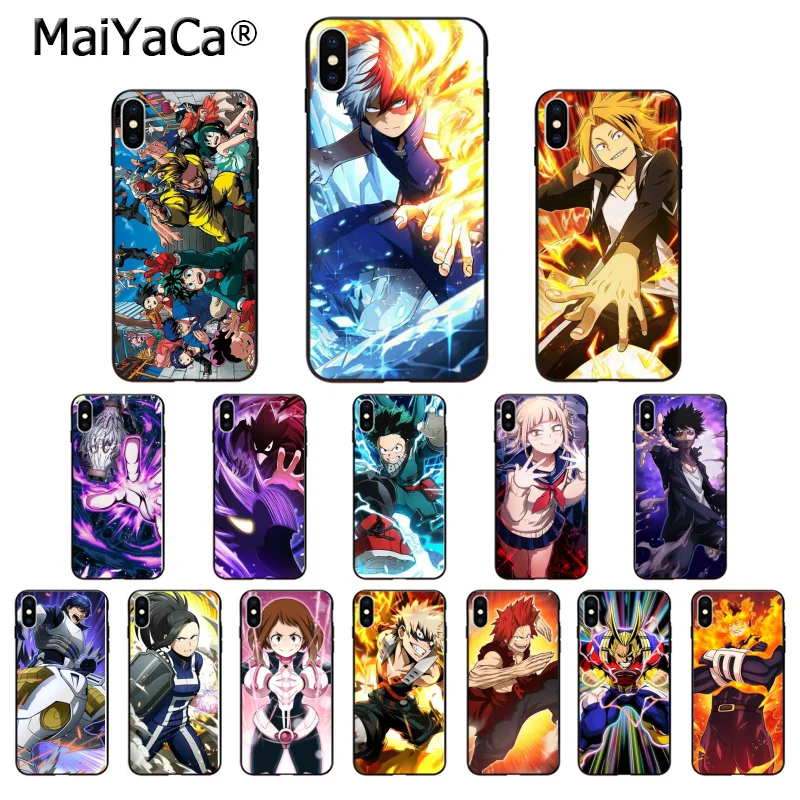 

MaiYaCa Boku no Hero Academia Deku TPU Soft Silicone Black Phone Case for iPhone X XS MAX 6 6s 7 7plus 8 8Plus 5 5S SE XR