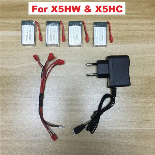 4x850 HW Teeggi 850mAh 3,7 V LiPo батарея+ евро вилка AC зарядное устройство для SYMA X5C X5 X5SW X5HW X5HC RC Дрон Квадрокоптер запасные части батареи - Цвет: 4x850 HW