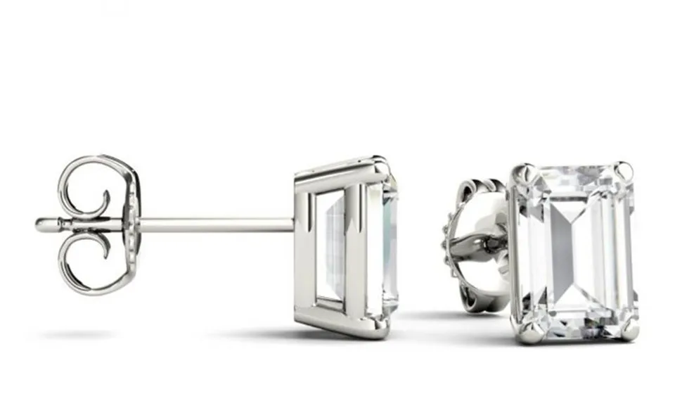 1CT Тесты положительный Муассанит ЧАРЛЬЗ& COLVARD Брендовые однотонные 18 К белого золота Обручение Diamond Муассанит серьги стержня для Для женщин