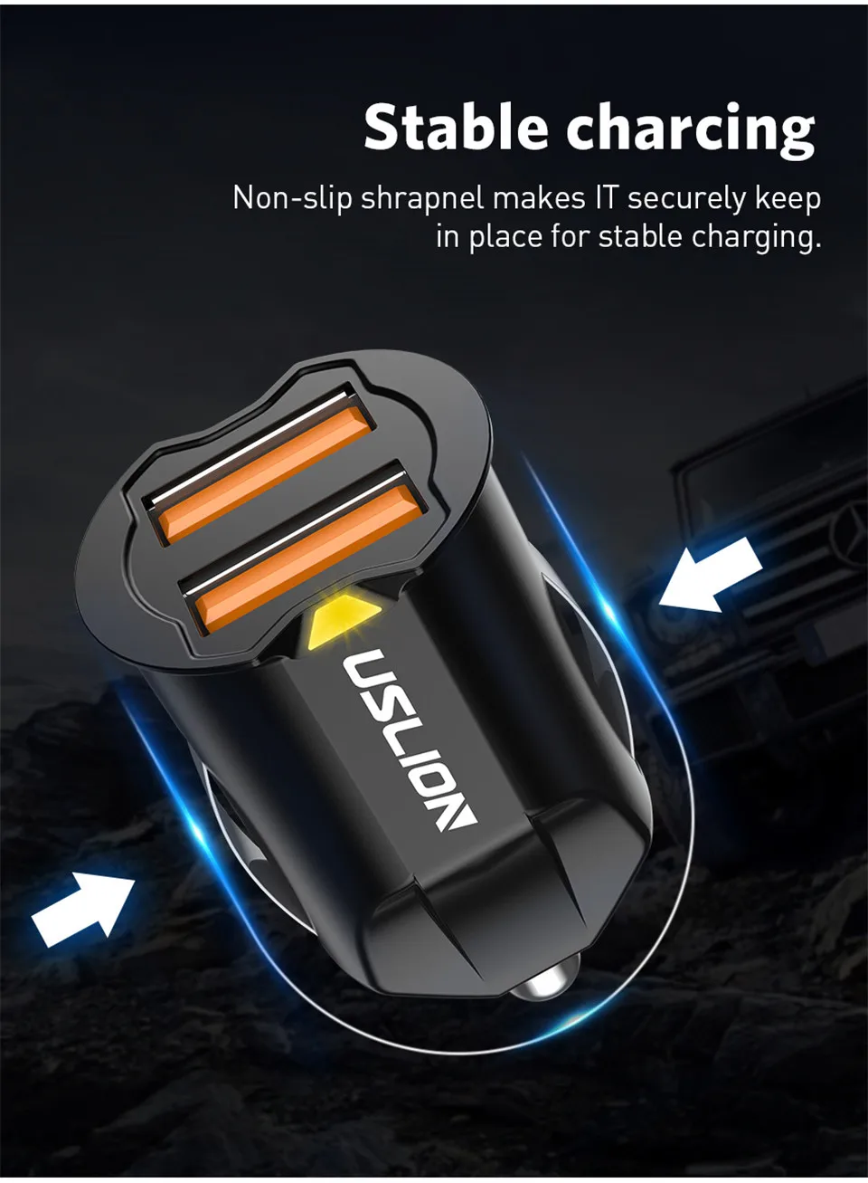 USLION Mini Dual USB Автомобильное зарядное устройство 2 порта прикуриватель 12 В 2.1A быстрое автомобильное зарядное устройство адаптер питания для мобильного телефона планшета gps