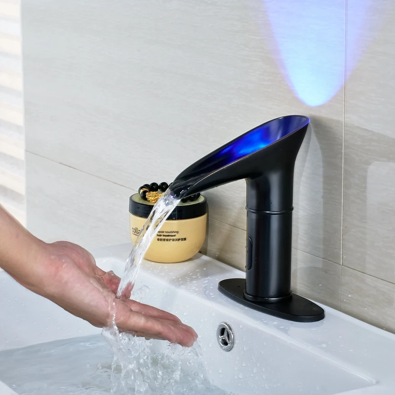 Современный бортике светодиодный цветной датчик масло втирают бронзовый кран