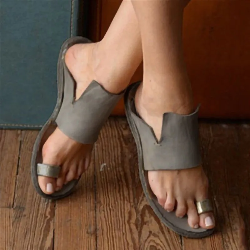 Женские сандалии на плоской подошве в стиле ретро из мягкой кожи летняя обувь