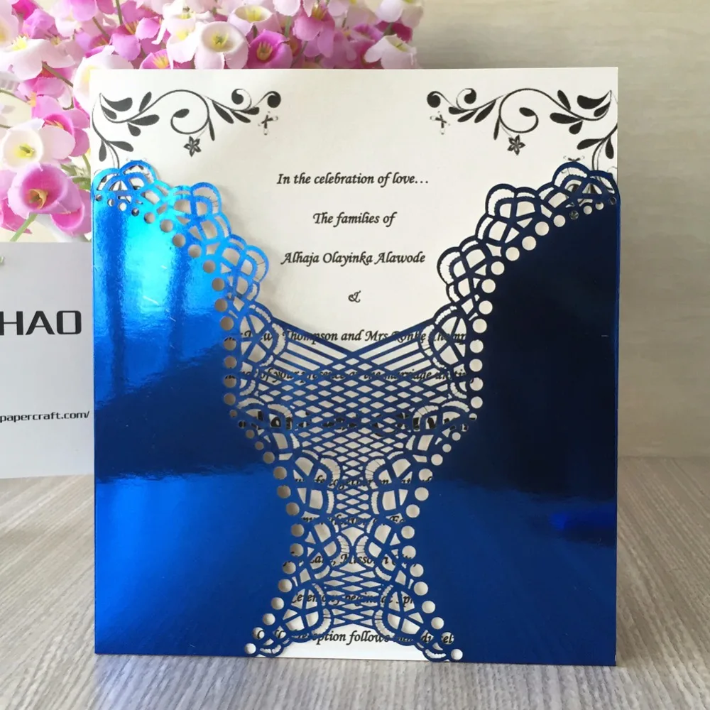 25 шт. металлические синие кружева для приглашения на годовщину или