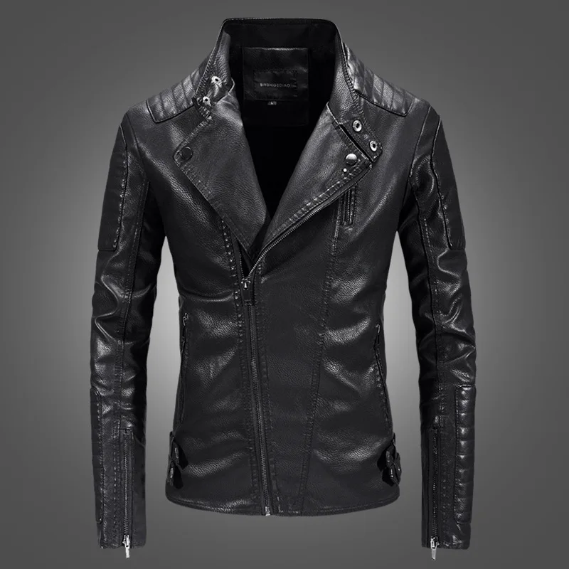 CHUQING Spring and Autumn Leather Jacket Men's Fashion Slim Motorcycle | Мужская одежда