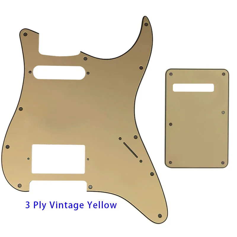 3Ply vintage Yellow Запчасти для гитары-для США/Мехико Fd Strat 72' 11 винтовое отверстие стандарт PAF Humbcker Hs гитарная Накладка и задняя пластина скретч пластина - Цвет: 3Ply vintage Yellow