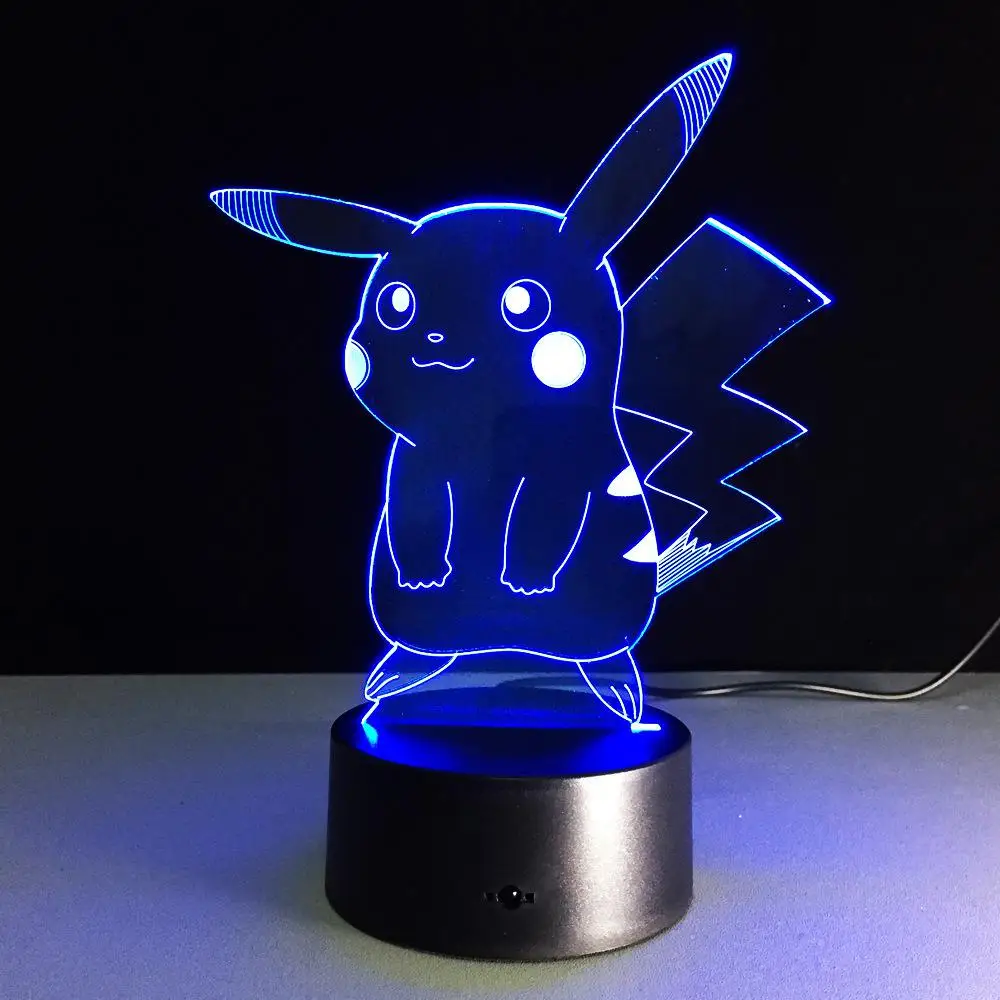 Pokemon Mewtwo 3D лампа 7 цветов светодиодные лампы для детей сенсорный светодиодный Usb Настольный детский спальный ночник очаровательный рисунок для детей игрушки - Испускаемый цвет: R