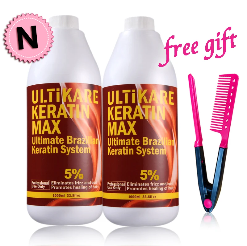 2pcs Brazilian Keratin Treatment DIY At Home 5% Keratin Hair Treatment Straightening Smooth Hair Get Free A Red Comb