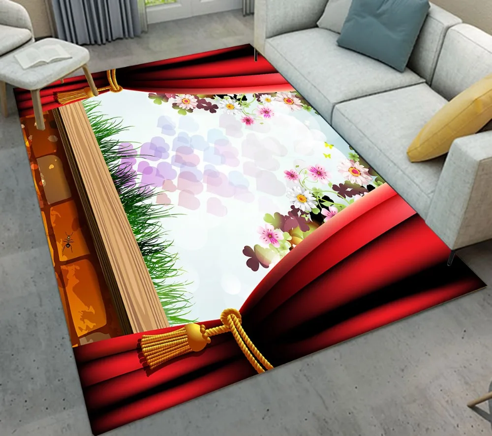 Пейзаж с кирпичной стеной сердца области ковер и фланелевый для детей Детская