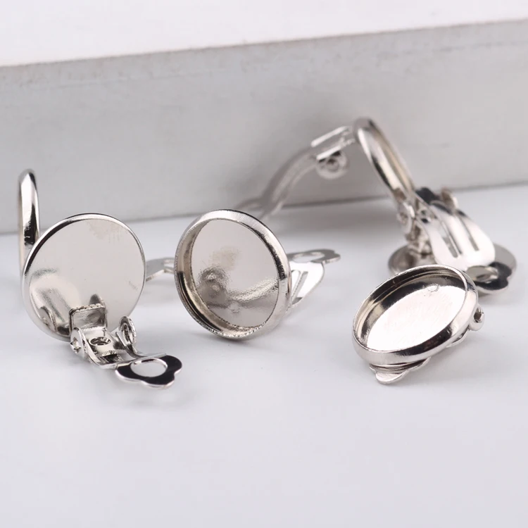 20 шт. основа для сережек кабошонов 12 мм|clip on earring findings|12mm cameoearring base |