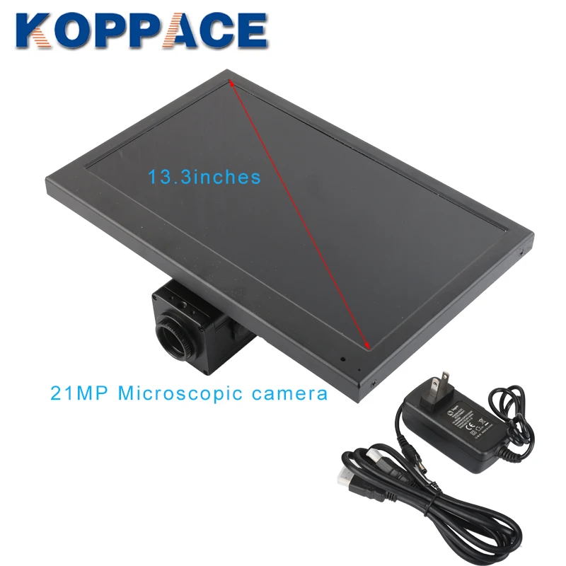 

Микроскоп KOPPCE, 21 миллион пикселей, камера 13,3 дюйма, HDMI HD микроскоп, выделенный дисплей, HDMI/USB микроскоп, камера