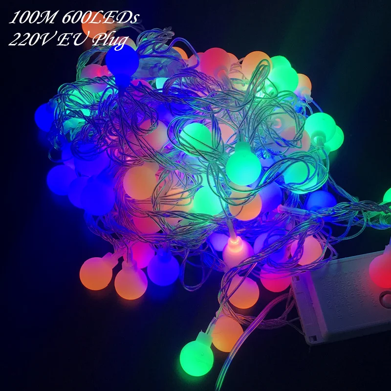 100M 600 LEDs 220V IP44 Outdoor Multicolor LED String Lights Christmas Lights Holiday Wedding party decoration Luces LED