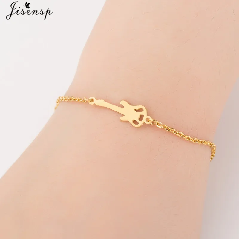 Jisensp Stainless Steel Guitar Bracelets for Women Jewelry Adjustable Gold Color Charm Bracelet &amp Bangle Men Pulseras Mujer | Украшения