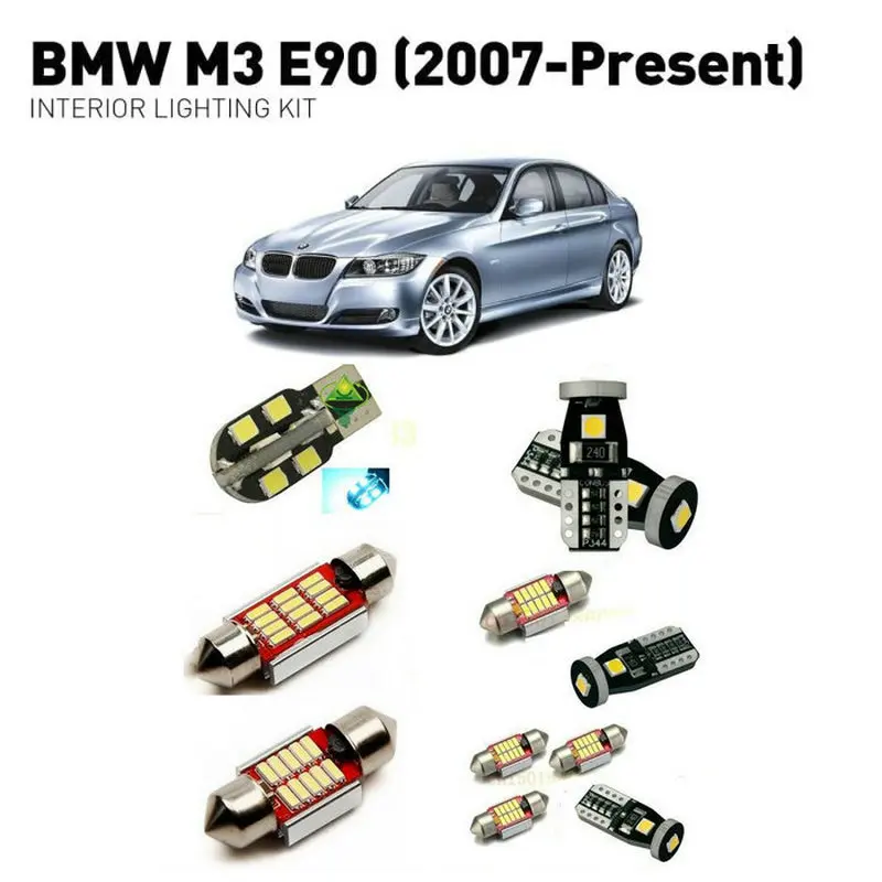 

Led interior lights For BMW m3 e90 2007+ 16pc Led Lights For Cars lighting kit automotive bulbs Canbus Error Free
