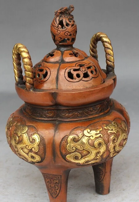 9 &quotДинастия Китайский дворец Бронзовый Свинка Зодиак Год Дракона курильница