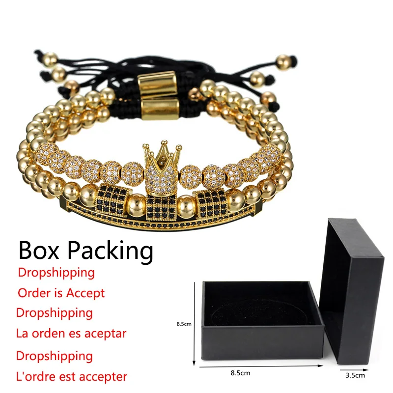 3 шт./компл. роскошный многоугольный браслет из медных бусин с кубическим