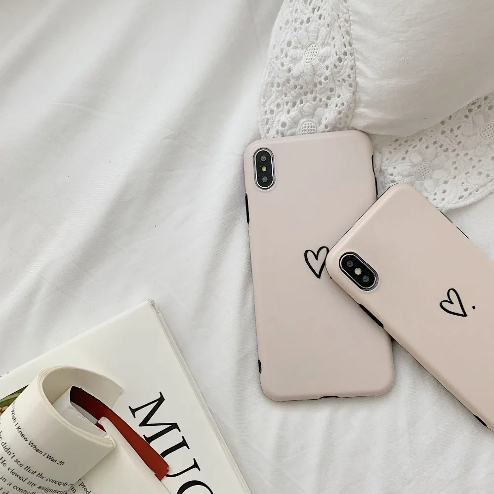 Милый обнаженный чехол для телефона с сердечком iPhone Xr XS MAX X Простой фон 6 6S 7 8 Plus