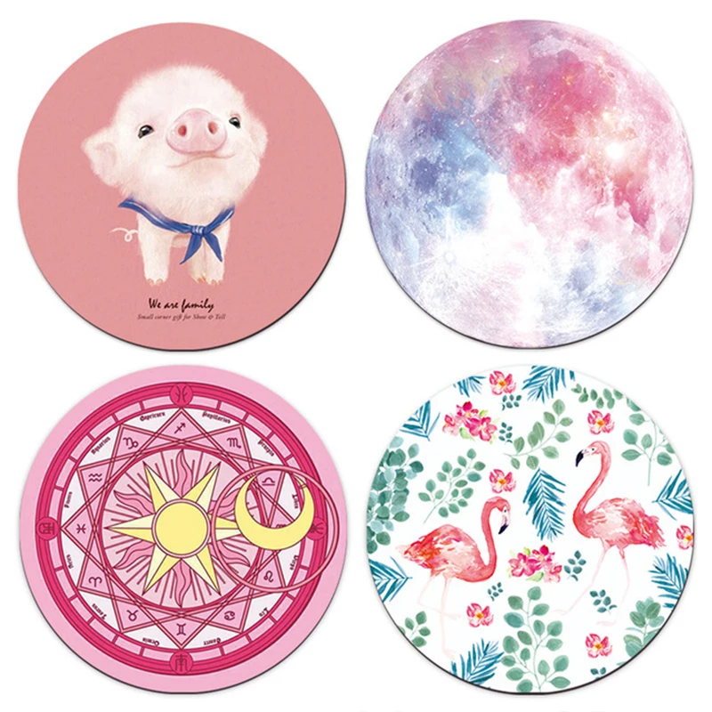 Игровой коврик для мыши Galaxy pink pig Круглый офисный резиновый нескользящий
