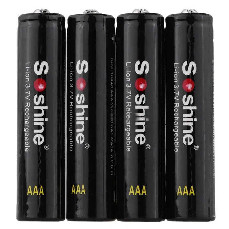 Soshine 4 шт 3 7 V AAA 10440 350mAh с прозрачной коробкой литий ионная батарея|Перезаряжаемые