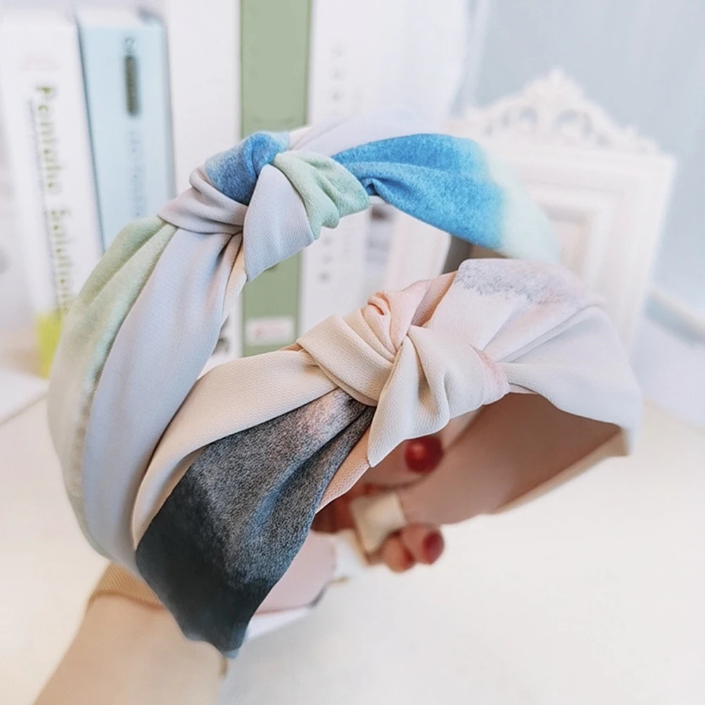 Tie dye Women Headbands Colorful Knot Turban Hairband Girls No Slip Stay on Knotted Head Band Hair Hoop Headwear Accessories |
