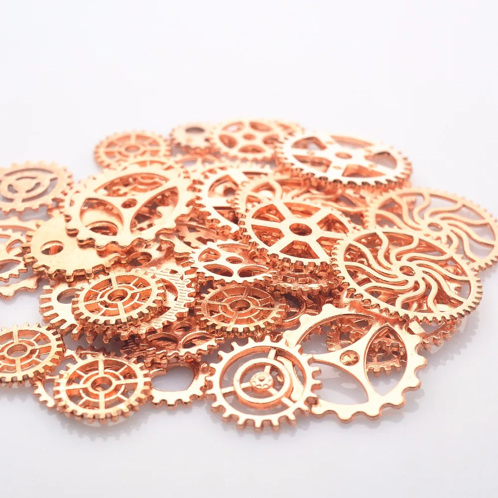 Оптовая продажа 100 г розовое золото смешивания шестерни амулеты стимпанк