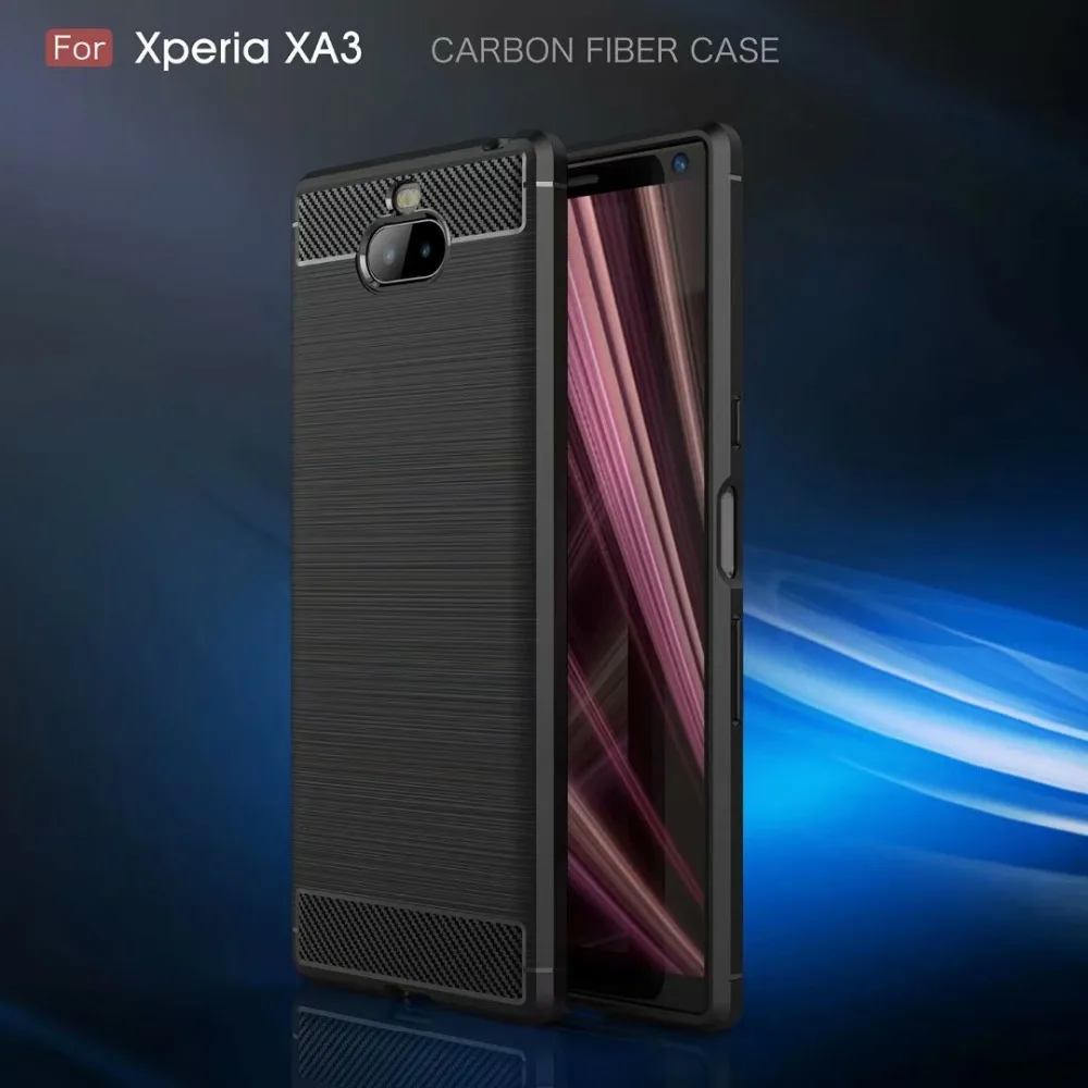 For Sony Xperia XA3 Case Carbon fiber textured silicone soft cover Ultra Cell Phone Back Cover |