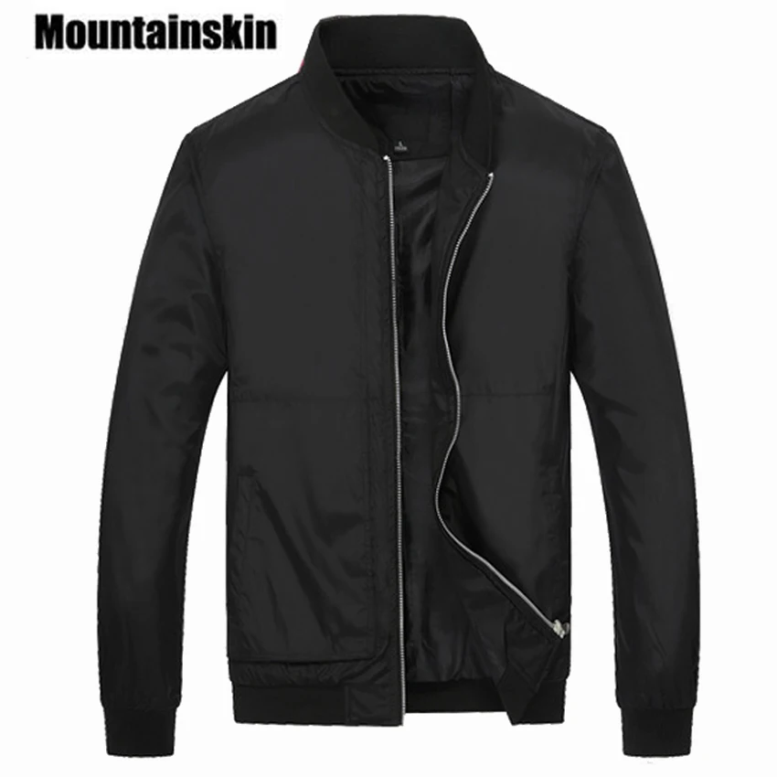 Мужская куртка бомбер Mountainskin однотонная Повседневная приталенная с воротником