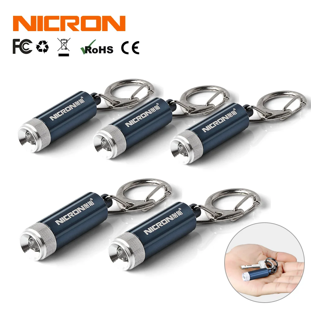 NICRON Мини светодиодный фонарик батарея портативный микро светодиодный брелок свет водонепроницаемый для дома факел Лампа Карманный Кемпинг свет G10A1 - Испускаемый цвет: 5Pcs