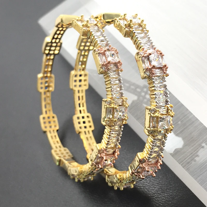 

Lanyika модные ювелирные изделия отличительные простые большие петли для ушей микро покрытые серьги на свадебную вечеринку роскошный свадебн...