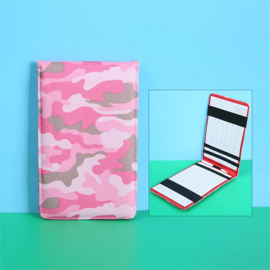 Camouflage Red 1 шт., pu кожаный счет для игры в гольф, держатель для карт, тренировочный блокнот, производительность, счет для игры в гольф, Обложка для книжника и 2 шт., карты и 1 шт. карандаш - Цвет: Camouflage Red