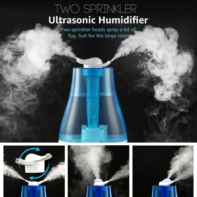 ANIMORE Double Air Humidifier 3L Aroma Essential Diffuser Ultrasonic with Wood Grain LED Lights Electric | Бытовая техника