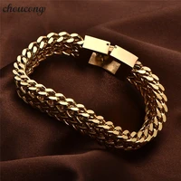 choucong male hiphop 316l stainless steel bracelet length 2022cm gold color popcorn chain bracelets for men rock jewerly