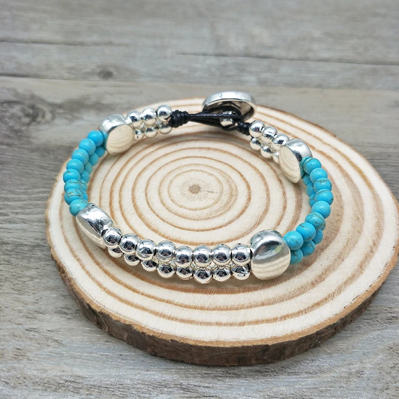 Модный винтажный браслет из серебра 3 мм бисер сплава и синтетических бусин