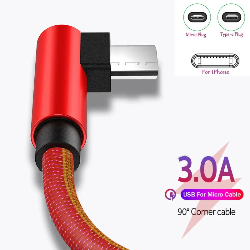 Кабель USB для iphone Micro usb кабель type c Синхронизация данных плоский 3A Быстрая Зарядка