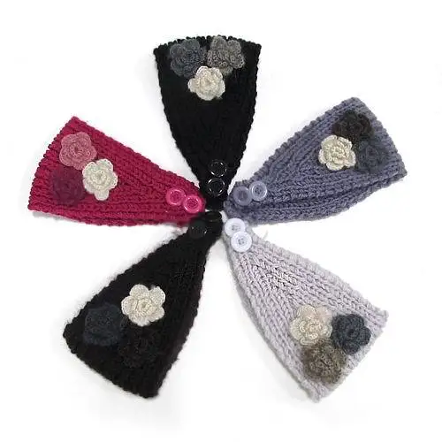 

Hot 3 Flowers Women Winter Warmer Warn Knit Crochet Headband Hairband Headwrap Ear Muff